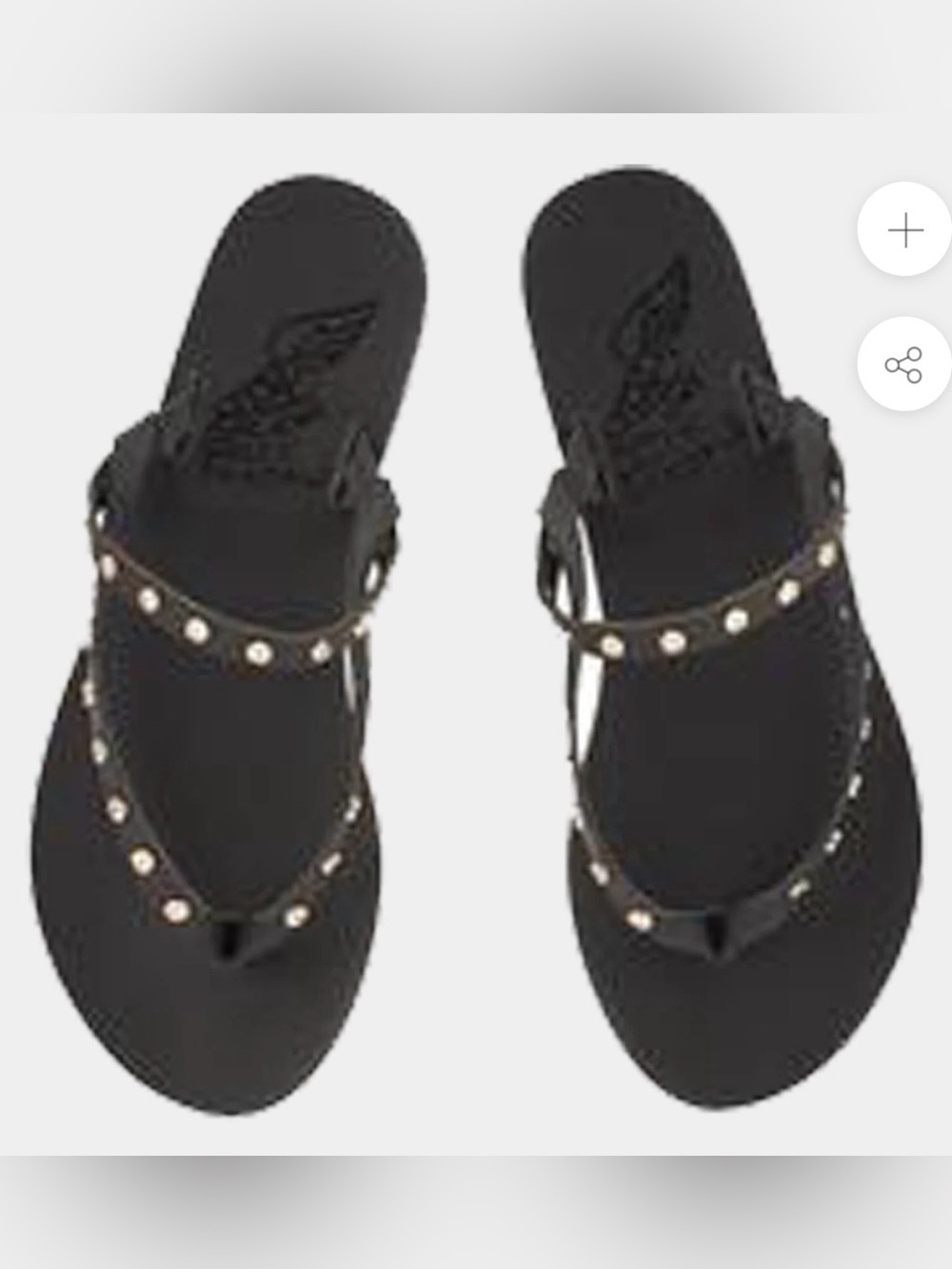 Ancient Greek Sandals Black Studded T-Strap Women's Sandals size 41 0r 10.5